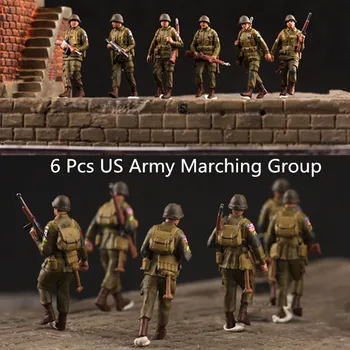 Модель в масштабе 1: 72, 6 шт, Марш Армии США, Прогулочная группа из 6 солдат, Игрушки-фигурки, аксессуары для сцены, Куклы, Коллекция подарков для показа