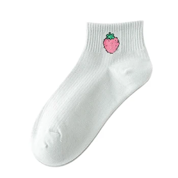 Новая мода 2021 года, Весна-лето, Носки-лодочки из свежих фруктов, Белые удобные хлопчатобумажные Женские носки, Бейсбольные носки для девочек