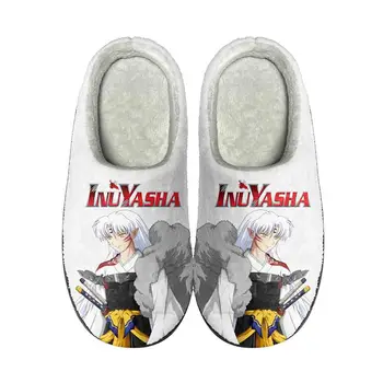 Аниме Inuyasha Kikyō Домашние Хлопчатобумажные Тапочки на заказ, Высококачественная Мужская Женская Плюшевая Модная Повседневная Обувь для согревания, Термальные Тапочки