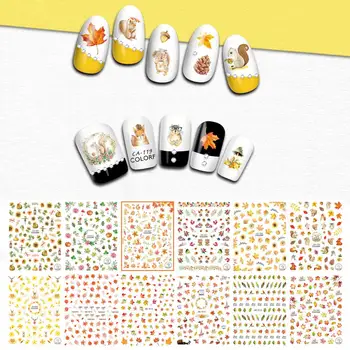 12 Листов 3D Наклеек Для Ногтей DIY С Несколькими Узорами Наклейки Для Ногтей Маникюрные Инструменты