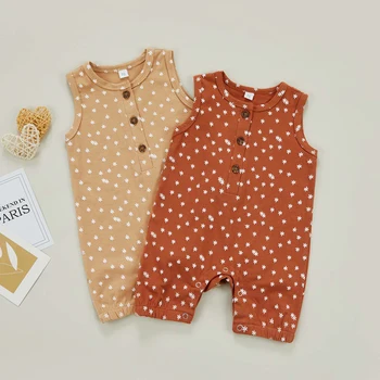 FOCUSNORM, 2 цвета, Комбинезоны для новорожденных девочек и мальчиков, Одежда с цветочным принтом, комбинезон на пуговицах без рукавов, 0-18 м