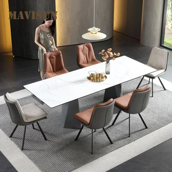 Телескопический Складной кухонный обеденный стол, изготовленный на заказ из прямоугольного итальянского белого мрамора толщиной 2 м, Высококачественная ресторанная мебель для столов