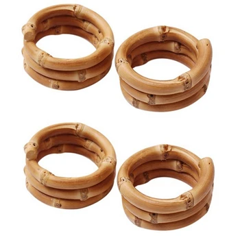 Деревянные бамбуковые кольца для салфеток, набор из 20 колец-держателей для салфеток из ротанга ручной работы, настольные украшения для свадьбы