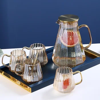 Набор бутылок для воды из янтарного стекла, Графин, чайник, Заварочный чайник Kawaii, Набор термокружек, кухонные принадлежности, Термокружки Stanley