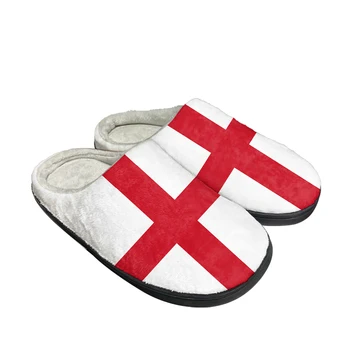 Домашние хлопчатобумажные тапочки с флагом Англии, изготовленные на заказ, мужские Женские сандалии, Английская плюшевая повседневная обувь для спальни, сохраняющая тепло, Термальные тапочки