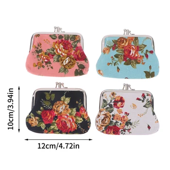 1 шт. женский холщовый кошелек с цветочным принтом, держатель для карт, кошелек для монет, клатч, сумка для женщин