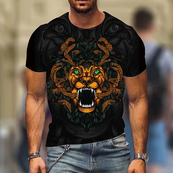 Футболка с рисунком тигра, летняя повседневная футболка с коротким рукавом, хит продаж, топовая уличная одежда больших размеров, отдел одежды t