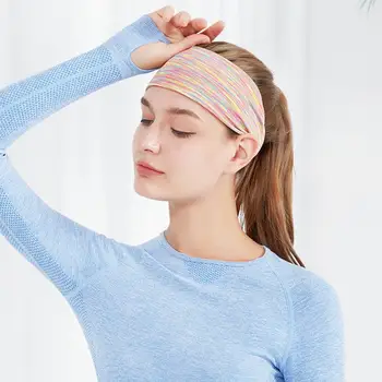 Женская эластичная мягкая повязка на голову для фитнеса на открытом воздухе, Цветная, впитывающая пот, Дышащая повязка на голову, Прочная спортивная лента для волос