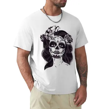 Футболка с изображением сахарного черепа для девочек, забавная футболка, мужские футболки