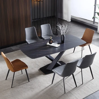 Rock Board, высококачественный современный минималистичный стол и стул, Семейная столовая с 6 стульями, прямоугольная мебель в скандинавском стиле, роскошь