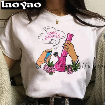 Футболка Bong Weed, Кавайные Забавные графические футболки, Топы, одежда из аниме Harajuku, Мужская Женская футболка Ropa Hombre