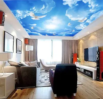 beibehang papel de parede Пользовательские обои 3d голубое небо белый небесный голубь потолок гостиной фон крыши фреска 3d обои