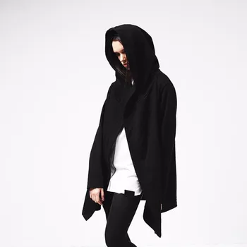 Мужское пальто с капюшоном, весенне-осеннее новое модное повседневное пальто большого размера в стиле хип-хоп, темный отдел, панк