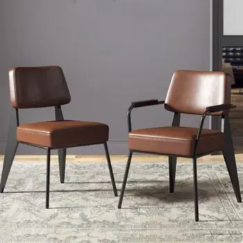 Обеденный стул с обивкой в скандинавском стиле, Стул со спинкой для домашнего ресторана, Простой Железный рабочий стул в американском ретро стиле, стулья для отдыха sillas nordicas