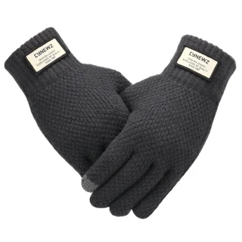 Мужские вязаные перчатки Winter Touch Scrn, высококачественные мужские плотные теплые шерстяные Кашемировые Однотонные перчатки, мужские варежки, Деловая осень