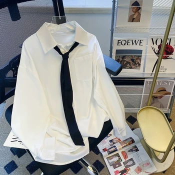 Женская одежда Рубашка Белая рубашка Мода Для отдыха 2023 Женская Шикарная Удобная Повседневная однобортная блузка Топы