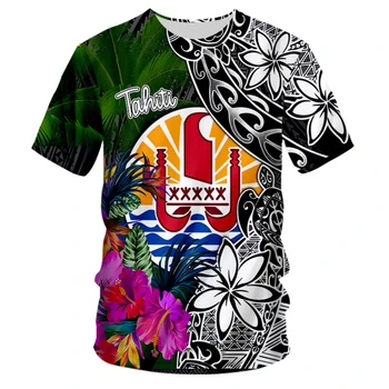 Мужская футболка с 3D-принтом, Спортивная футболка с 3D-принтом племени Таити и Полинезии, Летняя Новинка, рубашка Оверсайз С коротким рукавом