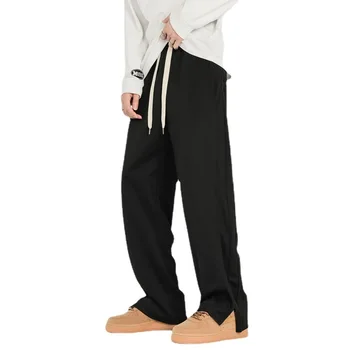 Новые мужские весенне-летние свободные длинные брюки полной длины, уличные повседневные брюки, однотонные цвета