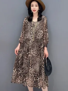 URIOR 2023, Летний тренд, универсальное женское платье с леопардовым принтом, рукав Три четверти, повседневное женское платье длиной до колен