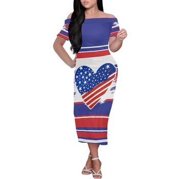 Летнее платье с Гавайским флагом, платье с коротким рукавом длиной до колен, облегающая одежда с открытыми плечами, платье 2022