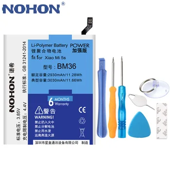 Оригинальный Аккумулятор NOHON BM36 Для Xiaomi Mi5S Mi 5S BM-36 Замена Мобильного Телефона Высокой Емкости 3030 мАч Перезаряжаемые Бесплатные Инструменты