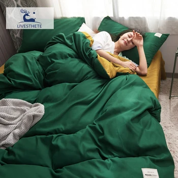 Зеленый пододеяльник Liv-Esthete, Желтое постельное белье, Комплект постельного белья, комплект постельного белья для взрослых, покрывало в японском стиле