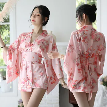 Женское Сексуальное платье, туника, юката, Кимоно в японском стиле, цветущая вишня, униформа, искушение