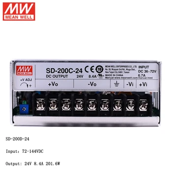 MEAN WELL SD-200D-24 Вход 72 ~ 144 В постоянного тока до 24 В постоянного тока 200 Вт DC-DC Преобразователь Импульсный Источник питания 24 В 8.4 A Преобразовательный Трансформатор SMPS