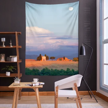 Фэнтезийная картина на холсте Пейзаж Небесный Гобелен Психоделическая Настенная комната в общежитии Анимация с видом на Лунное небо