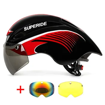Мужской женский гоночный велосипедный шлем SUPERIDE с защитными очками, спортивный велосипедный шлем DH MTB, цельнолитый велосипедный шлем для горных дорог