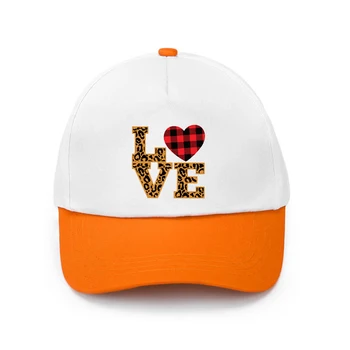 Мультяшная графическая шляпа с леопардовым принтом Love, изготовленная на заказ, бейсболка, регулируемая детская шляпа Для мальчиков и маленьких девочек, Солнцезащитная шляпа