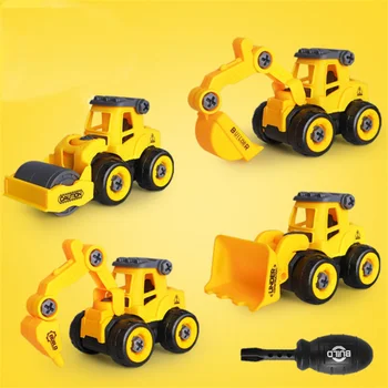 8 Стильных игрушек для инженерных транспортных средств Пластиковые конструкции Экскаватор, трактор, самосвал, бульдозер, модели мини-подарков для мальчиков