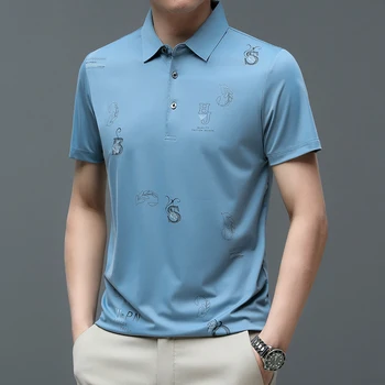 Новые мужские топы, модная рубашка-поло с короткими рукавами, повседневная футболка для гольфа с лацканами, деловая повседневная мужская одежда на открытом воздухе