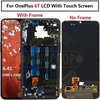 ЖК-дисплей Oneplus 6T с рамкой, Сенсорная Панель в сборе, Оригинальный ЖК-дисплей One plus 6T, Дигитайзер, Дисплей OnePlus6 T LCD