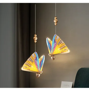 2023 Люстра Nordic Butterfly Вращающаяся Лестница Длинная Роскошная Светодиодная Подвесная лампа для Внутреннего освещения Прикроватный Подвесной Потолочный Светильник