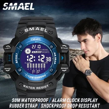 Мужские часы, цифровые часы, светодиодный календарь, будильник, военные наручные часы с большим циферблатом для мужчин, водонепроницаемые спортивные уличные часы