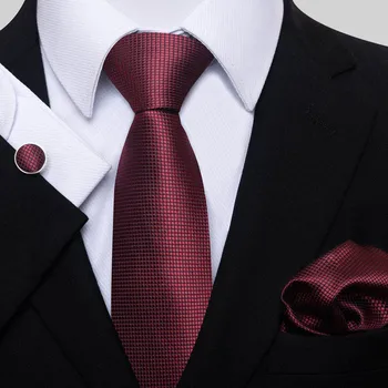 Высококачественный полиэстер в клетку 8 см, Набор галстуков для мужчин, Носовой платок, Запонка, галстук, Мужские Повседневные аксессуары