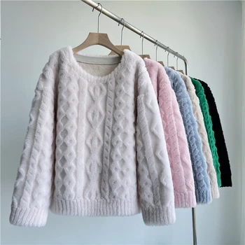 Женское зимнее пальто Fantfur из 100% овечьей шерсти, свободный Толстый теплый пуловер