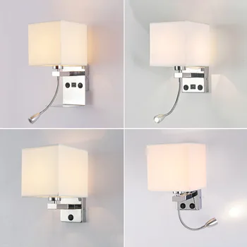 Новая модная настенная лампа из американской ткани, простая индивидуальность, USB-разъем для зарядки, прикроватная лампа для чтения в спальне отеля, Настенный светильник для настенного освещения