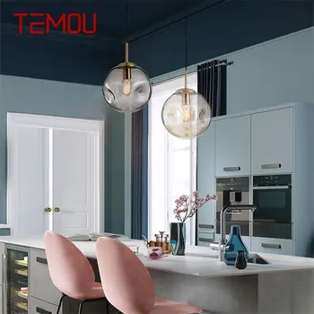 Подвесной светильник TEMOU Nordic Simple Современные круглые светодиодные лампы для украшения домашнего бара