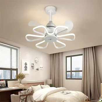 Современные Винтажные потолочные вентиляторы TEMAR, креативная светодиодная белая лампа, 3 цвета, пульт дистанционного управления для дома, гостиной, спальни