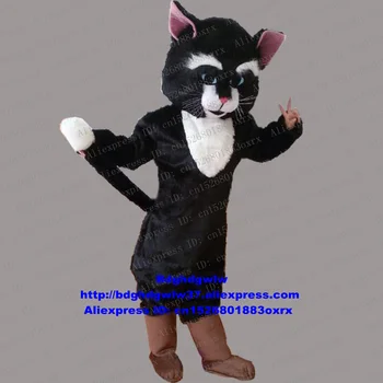 Черный длинношерстный дикий кот, костюм талисмана котенка каракала Оцелота, взрослый мультяшный персонаж, реклама основных событий zx40