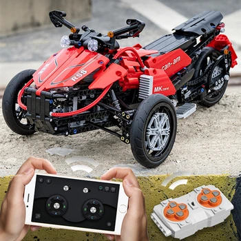 В НАЛИЧИИ Мотоцикл Bombardierr Can Am Spyder RC Racing Dual Creativity MOC 50021 Technolog Строительные Блоки Кирпичи Игрушки Fat Boy
