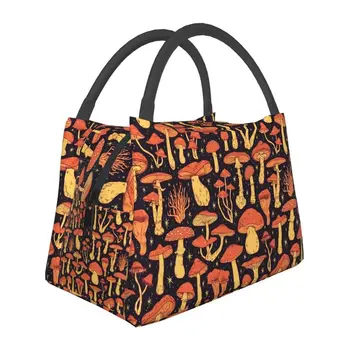 Смертельно Оранжевые грибы, Изолированная сумка для ланча для женщин, Сменный термоохладитель, коробка для бенто, открытый Кемпинг, путешествия