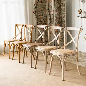 стул со спинкой, массив дерева, французский стиль, антикварный стул, домашний экономичный дубовый стул, обеденный стул в американском стиле, стул с вилочной спинкой