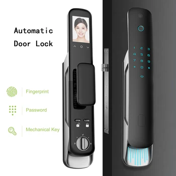 Электронный умный дверной замок-глазок с биометрическим отпечатком пальца / смарт-картой / паролем / разблокировкой ключом / аварийной зарядкой через USB