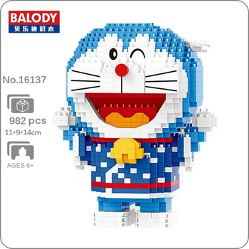 Balody 16137 Аниме Doraemon Cat Робот Кимоно Животное Домашнее Животное 3D DIY Мини Алмазные Блоки Кирпичи Строительная Игрушка для Детей Подарок без Коробки