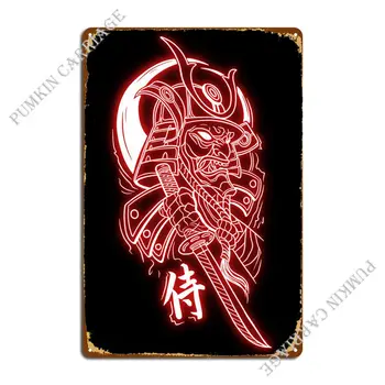 Самурайская неоновая художественная металлическая табличка, украшение клуба, настенная роспись, Гостиная, Жестяная вывеска, плакат