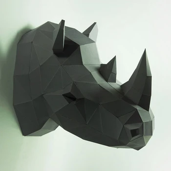 40-сантиметровая бумажная модель Головы Носорога, Домашний Декор, Украшение стен, 3D-пазлы ручной работы, развивающие игрушки 