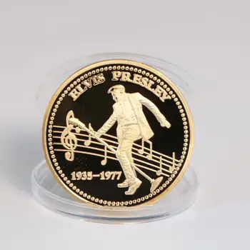 Новейшая настоящая позолоченная монета Элвиса Пресли 999 пробы 1935-1977 Король Н Рок ролла Золотые памятные монеты подарок